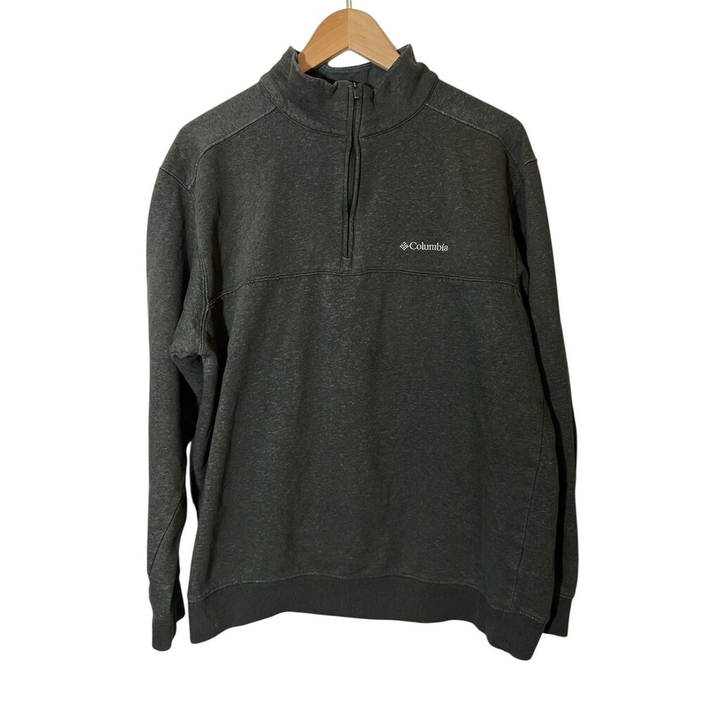 Columbia Men's Olive Green / Gray Quarter Zip Sweatshirt - Size Large